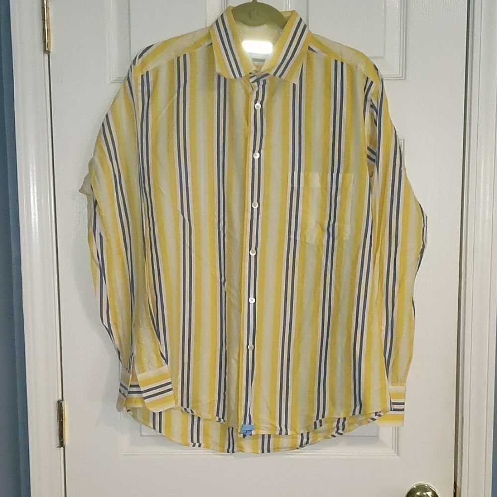 Martin Gordon yellow blue white striped shirt Sz L